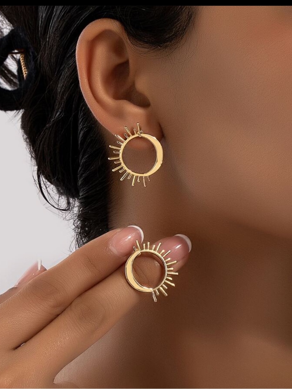 2/$10 NEW! Bohemian Earring Stud Set Metal Swirl Design Sunshine Golden Sunray